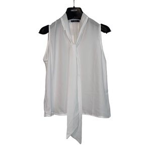 🌟🌟 3/$10 🌟🌟  White Sleeveless Business Casual Blouse w/ Tie Neck